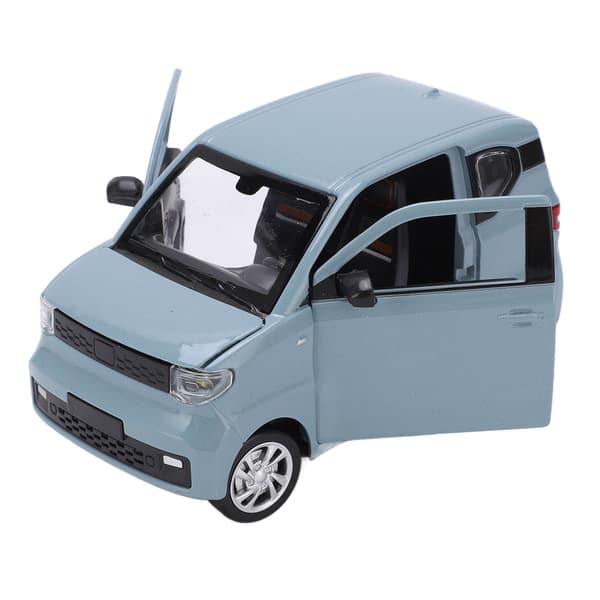 Blå 1/24 Skala Legering Støpt Mini EV Modellbil med Uttrekkbart Tak Koffert Leke for Barn Over 3 År