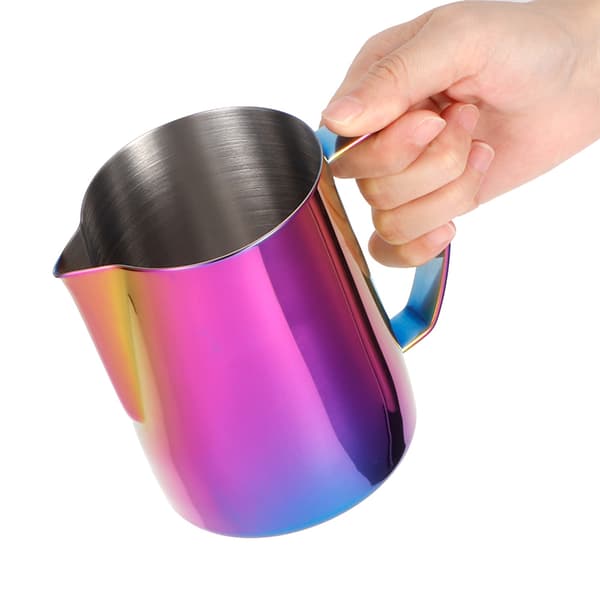Rustfri stål 350 ml mælkekande lilla farve til latte art
