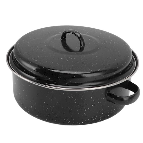 Husholdnings stegepande med sort plettet finish, non-stick grillgryde med låg, ideel til stegte søde kartofler og kastanjer, 28 cm jernlåg