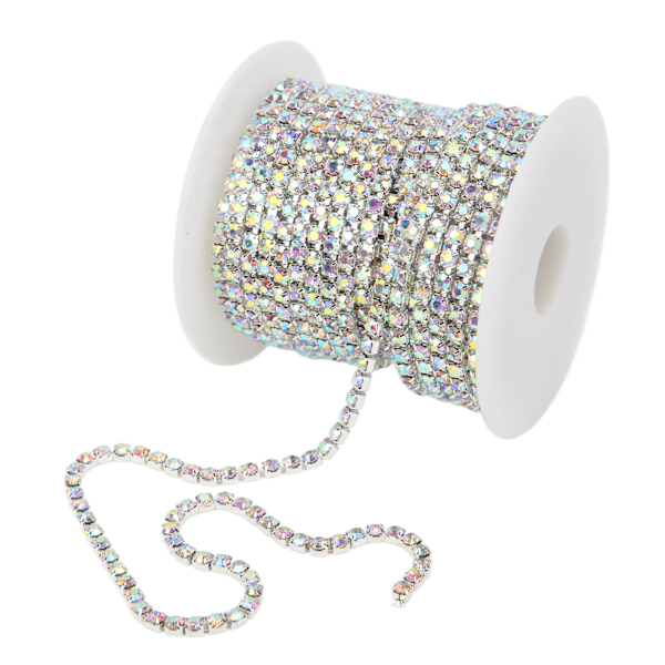 Fargerik Rhinestone Trim: 10 meter, 3mm, Sølv Bak AB Farge for DIY Håndverk, Klær Dekorasjon, Gaver