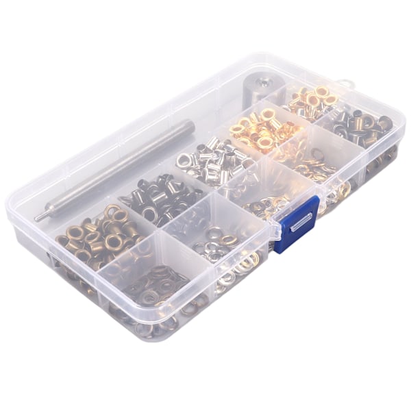 Metallisk öljett-kit för reparation med 280 set 4 mm öljett-öljetter i 4 färger och 3-delad installationsverktygssats