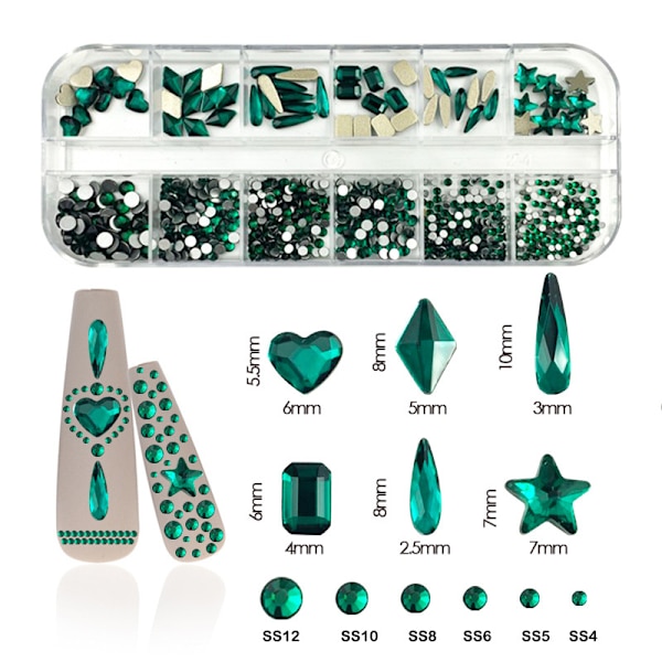 12 grid strass box nail art drill diy