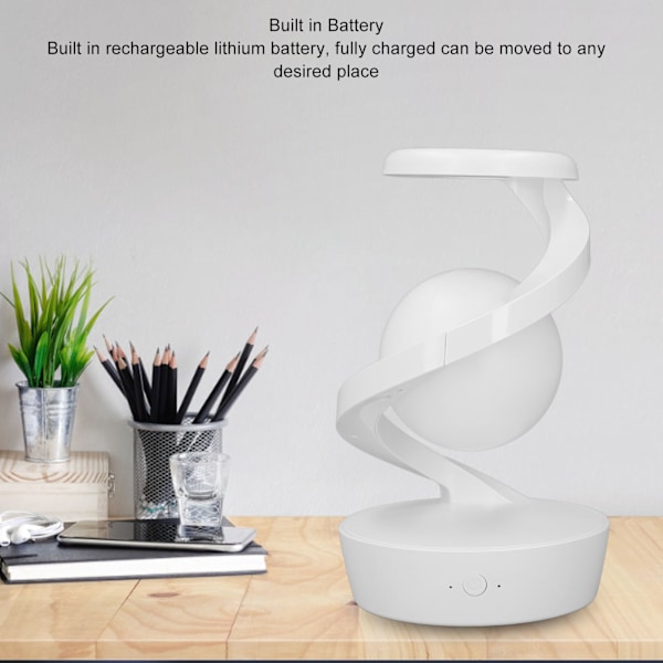 Innovativ 3D Levitering Ball LED Nattbordslampe for Moderne Soverom, Stue eller Kontor - Hvit
