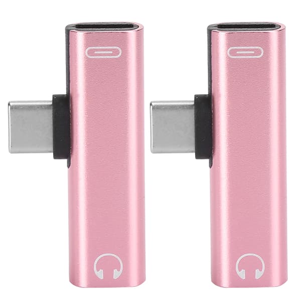 2st Typ C till 3,5 mm Audio Laddare Adapter Headset Splitter Rosa
