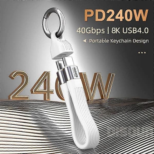 3 STK Nøkkelring PD 240W Hurtigladekabel 40Gbps USBC til C Hurtigladekabel Harddisk Dataoverføring