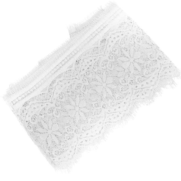 14,5 cm Vit Polyester Silke Broderi Spets Tyg för DIY Klänning Hantverk