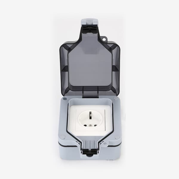 Utomhusvägguttag med lock IP66 Eluttag 16A 250V Grå Grey 353