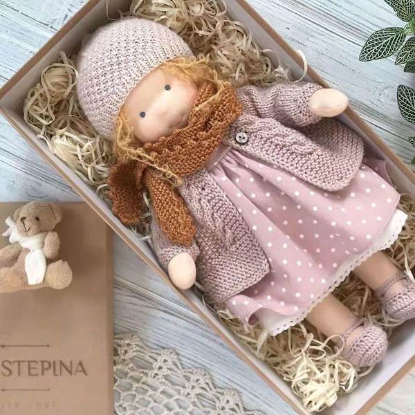 Waldorf Doll Plysch Baby Doll Handgjord plyschdocka med kläder style 11