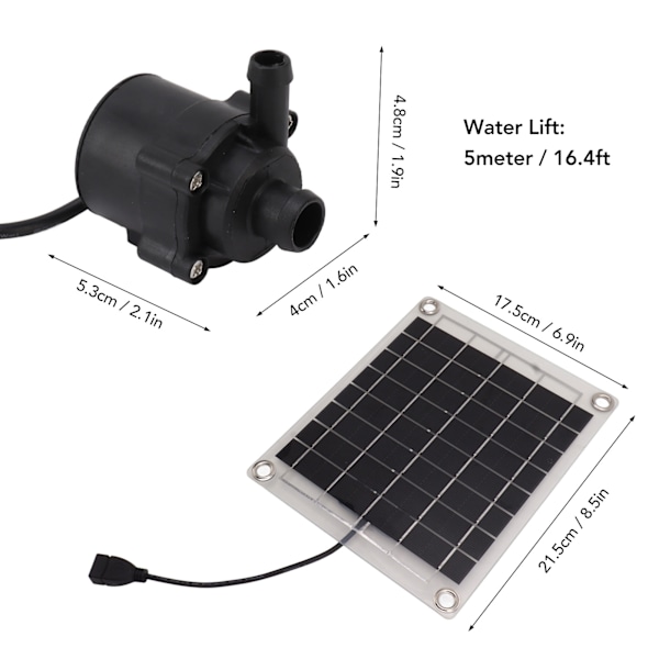 20W Justerbar Nedsenkbar Solcelle Vannpumpe for Fontener, Dammer, Fuglebad og Vanningsanlegg