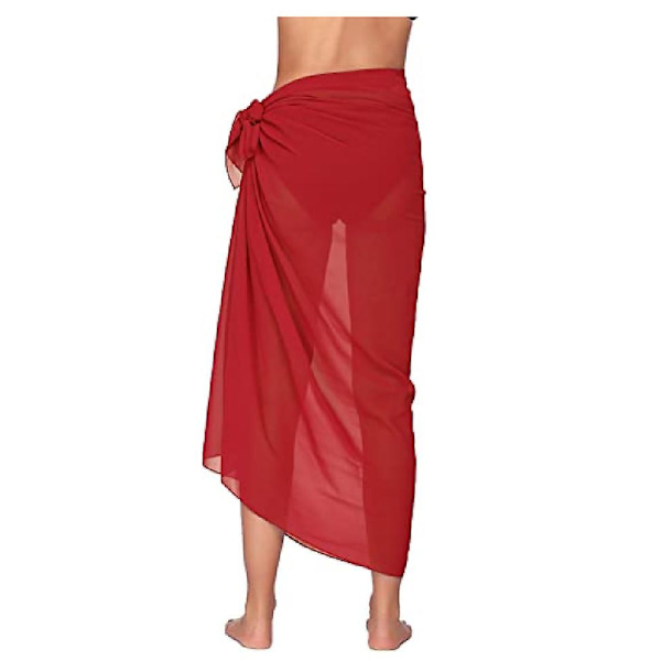 Beach Sarong Pareo Bikini Wrap Kjol Cover Up För Badkläder red