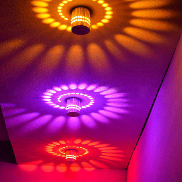3W RGB Spiral LED Vegg- og Taklampe med Fjernkontroll for Gang (AC 85-265V)