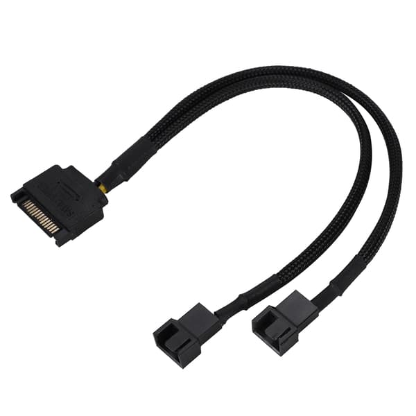 SATA 15-pin til 2x4-pinners strømadapterkabel for PC-kjølevifte