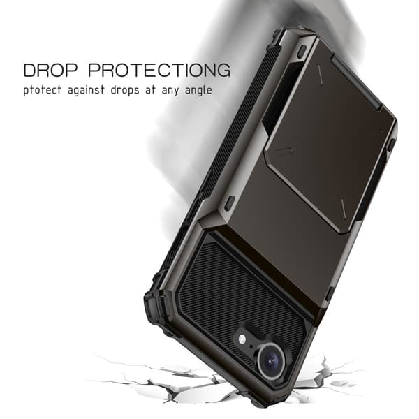 SKALO Armor Flip Kortholder Cover til iPhone 17e - Sort Svart black