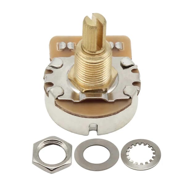 Enkel installation Lång axel 24 tänder Gitarrpotentiometer Knopp 500K Ohm för elgitarr Volym Tonjustering Flerfärgad