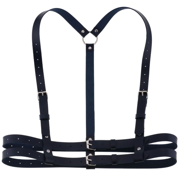 Läder Body Sele Rem Bälten Smycken Gothic Accessoarer Dark Blue