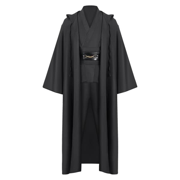 Mub- Obi wan Kenobi Premium Kvalitets Cosplay Kostume sort Jedi Robe fra Star Wars til Lyssværdsduel Sort Black L
