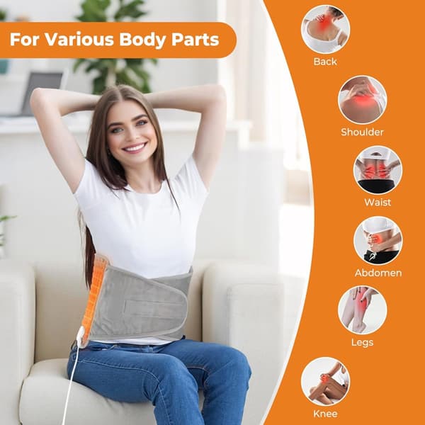 Rechargeable Heating Belt - Back Heating Pad - Portable Electric Blanket - 125 x 30 cm - Back Heating Blanket - Abdomen and Waist - 4 Timer Settings