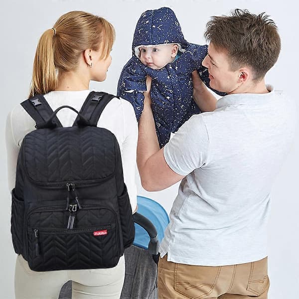 Maternity Nappy Baby Diaper Bag Multi-Function Mummy Bags Travel Backpack with C Black[dt] Black