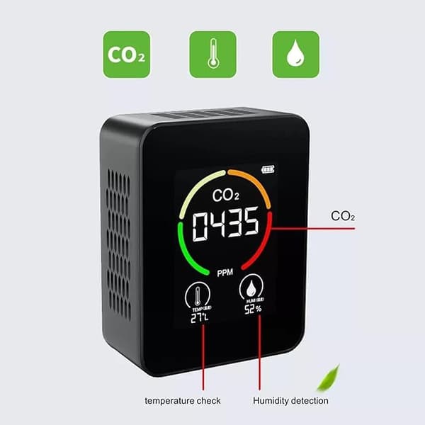 【DT】5-i-1 digital CO2-måler, karbondioksid, USB, luft, HCHO, multifunksjon