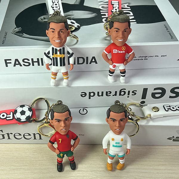 [DT]Fodbold Ronaldo Spillerfigur Fodboldstjerne Nøglering Taske Vedhæng AA A