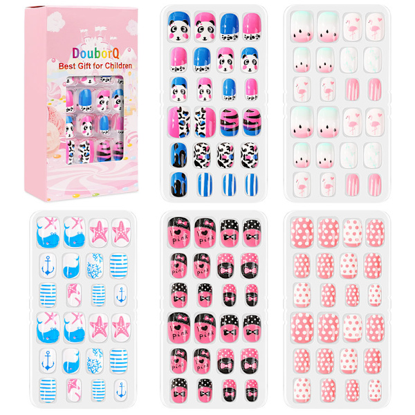 120 stycken/set Barnsöta lösnaglar Fulltäckande Nail Tips DIY style 14