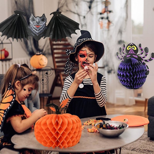 Spindelfladdermus papper honeycomb hängande lykta prydnader Halloween 3
