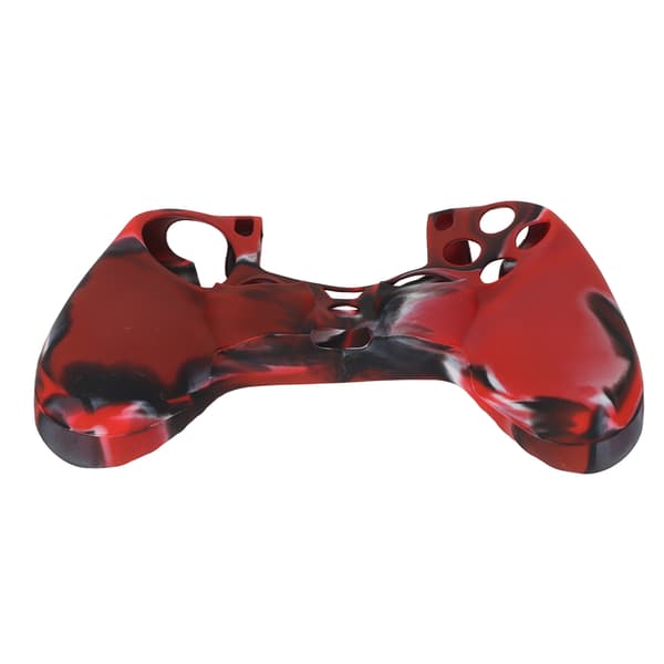 PS4 Controller Silikonfodral Halkfritt Skyddande Greppskydd med 1 Par Tumgrepp Kamouflage Röd