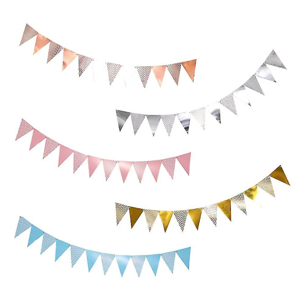 5 st Färgglada vimpelflaggor Banner Papper Flagga Party Dekoration
