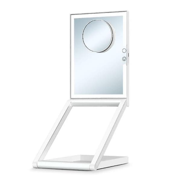 Løftende og foldbart LED makeup spejl genopfyldningsspejl White