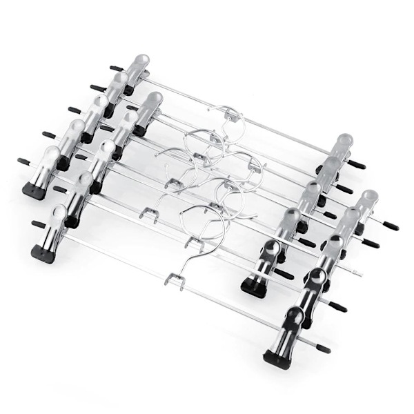 10-Pak - Tøjbøjle / Buksebøjle - Bøjle med clips silver