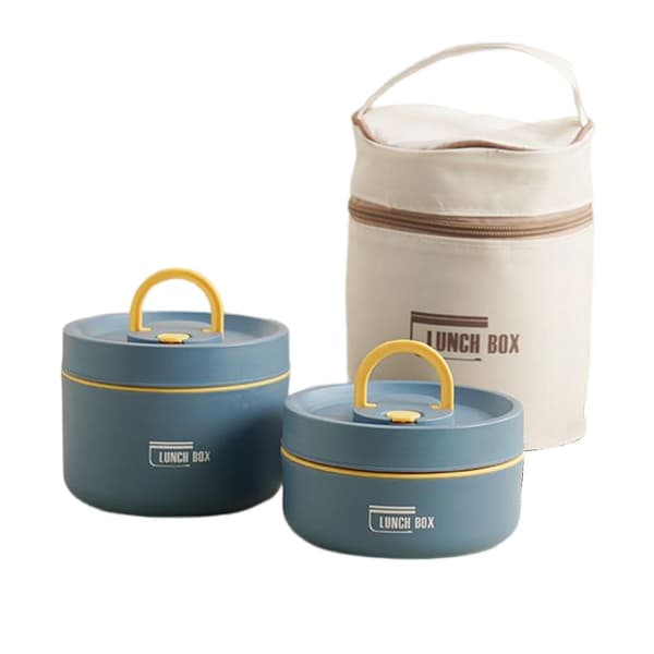 【DT】Bärbar isolerad lunchbehållare, flerskiktskombination picknicklunchlåda 2 lager 2 Layer Beige