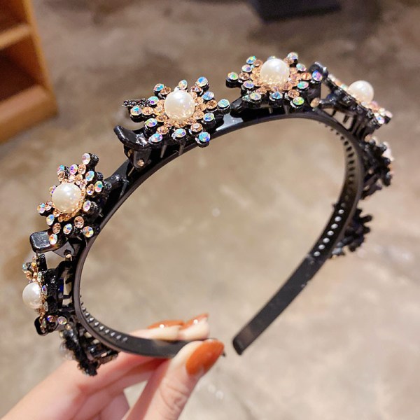 Ins net röd pärla strass hårbåge style 12