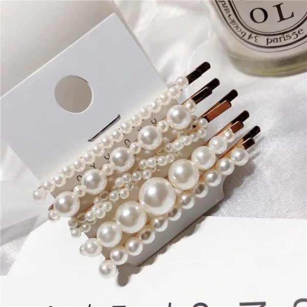 Metall Pearl Bow Hårklämma Sidklämma Set style 20