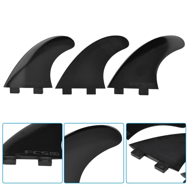 Tri Fin Thruster Set Nylon Plast Surfbräda Fenor FCS Single Head G5 Svart