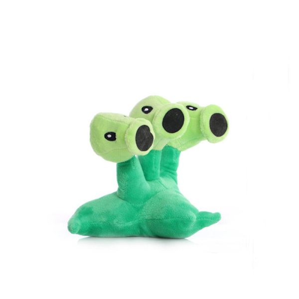 Plants vs Zombies Sunflower Pea Plyschleksaksdocka Three-headed pea shooter About 15-20 cm