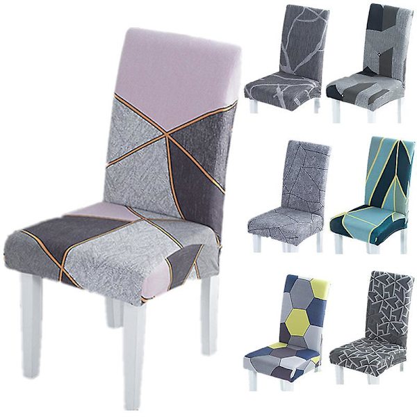 Stretchstolsöverdrag till matsalen Rutade Slipcovers Mjuka