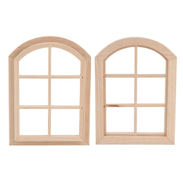 Dockhus i skala 1:12 Träfönster Miniatyr Dockskåpsmöbler Arched Dollhouse Window