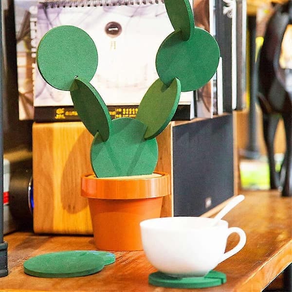Coaster sæt DIY Kaktus Coaster sæt med urtepotteholder til drinks A