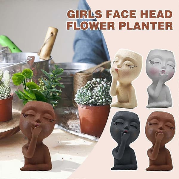 Ansiktsplanter, Hodeplanter, Damehodeblomsterpotte, Jenteansiktsblomsterpotte Grey