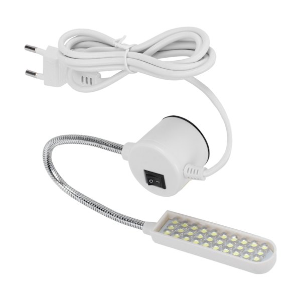 Rajatylittävän toiminnan asiantuntija: Ompelukoneen LED-lamppu, jossa on 30 helmeä, hanhenkaulavalaisin, magneettijalusta, EU-pistoke AC110-250V