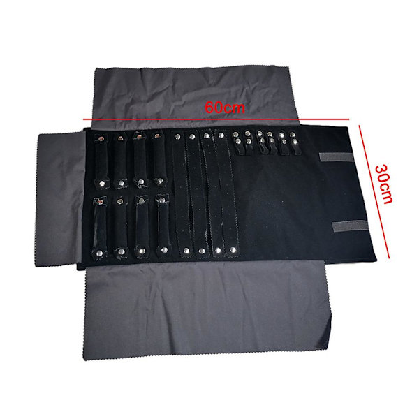 Case Roll Bag Organizer För Halsband Armband Öron Black Outside And Gray Inside