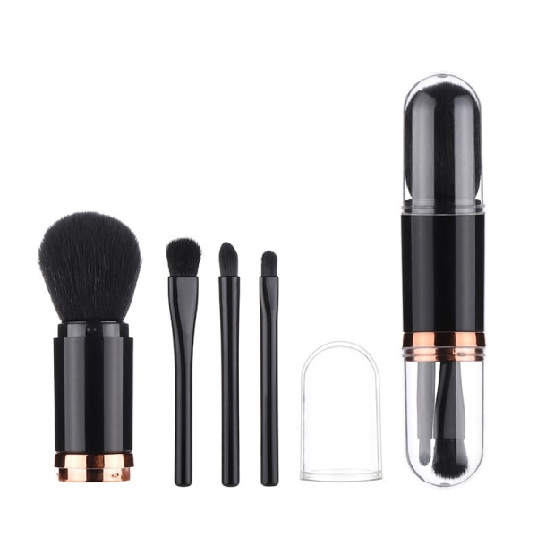 4st/ set 4 i 1 infällbar sminkborste Bärbar Black Gold