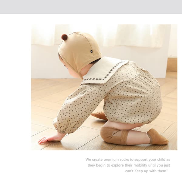 Baby Kravle Knæbeskyttelse Strømper Sæt Bløde Anti-Slip Knæpuder Lysegrå Blå M 1 til 3 år