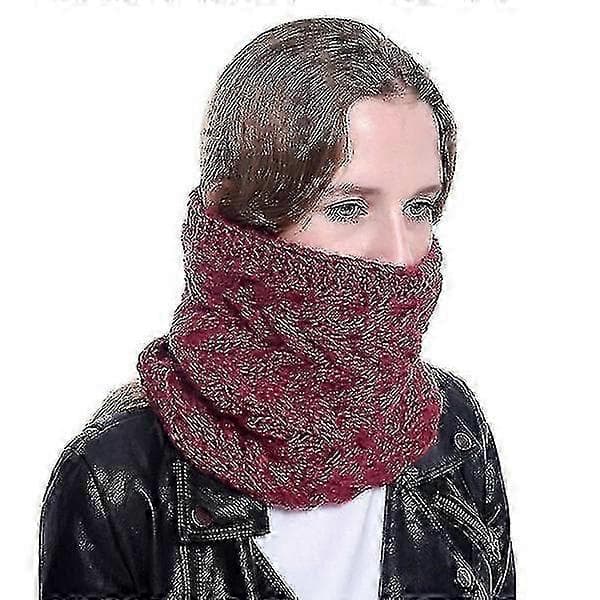 Mode Vinter Varm Strikket Grov Uld Krave Tørklæde til Kvinder (Pink)