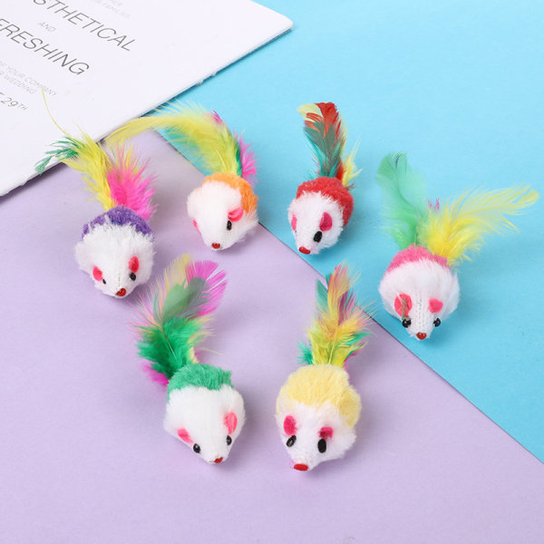 3 stycken husdjurskatter som biter små musleksaker Colored mouse Random Color