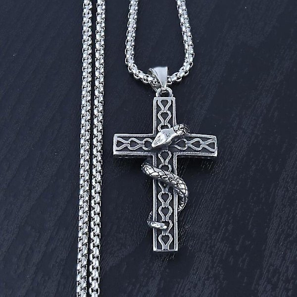 Punk Snake Cross hänge halsband för män