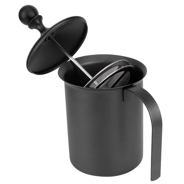 Japansk stil rustfrit stål manuel dobbeltmasket mælkeskummer kaffefløde 400cc