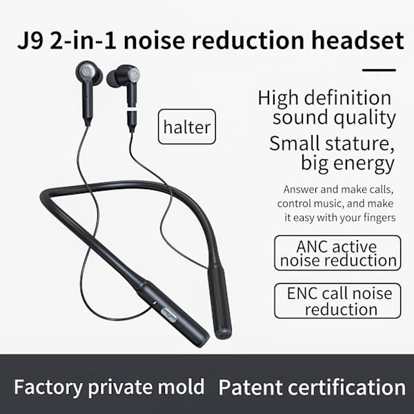 Trådlösa hörlurar Bluetooth 5.3 Svart