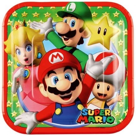 Super Mario Svampvärlden papperstallrik 8 st 18 cm Rød Papir
