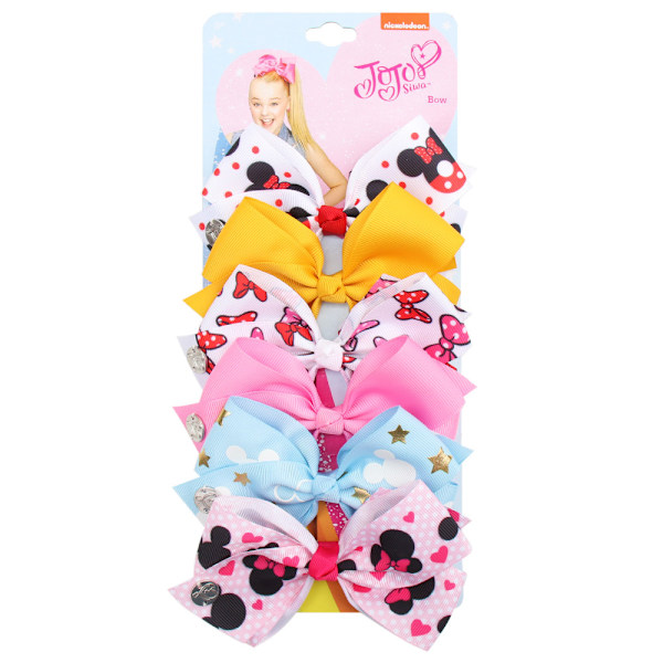 Barns 5-tums bowknot hårklämma set 6 färger och ett kort style 7